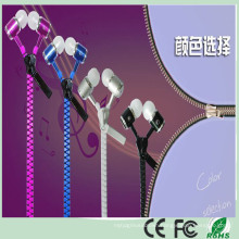 3.5mm Multi Color Metal Zipper Headset Stereo Earphone (K-916)